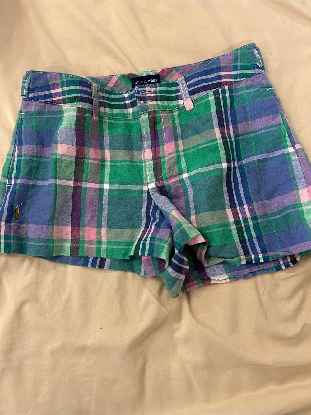 Polo Ralph Lauren Green & Blue Plaid Cotton Shorts